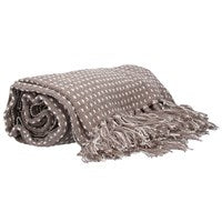 Taupe Woven Stab Stitch Cotton Throw