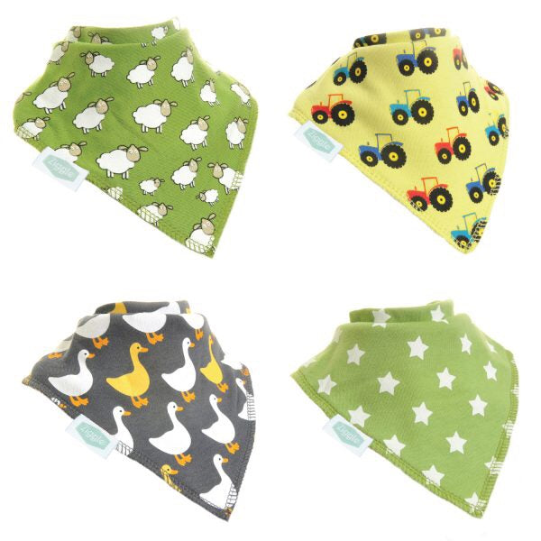 Fun absorbent baby bandana - Farm