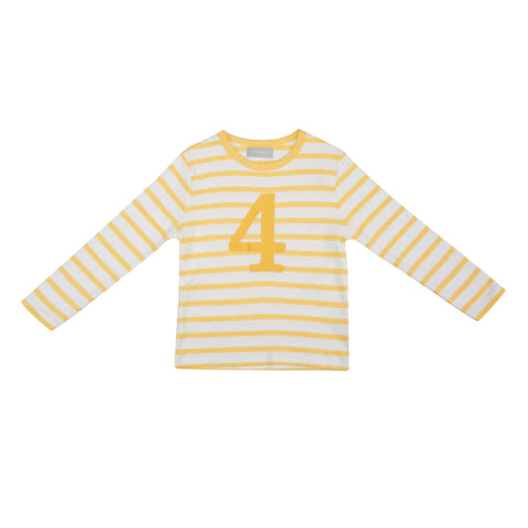 Striped Number T Shirt - Buttercup & White 4-5 Years