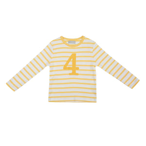 Striped Number T Shirt - Buttercup & White 4-5 Years