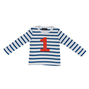Striped Number T Shirt - French Blue & White 1-2 Years