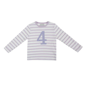 Striped Number T Shirt - Parma Violet & White 4-5 Years