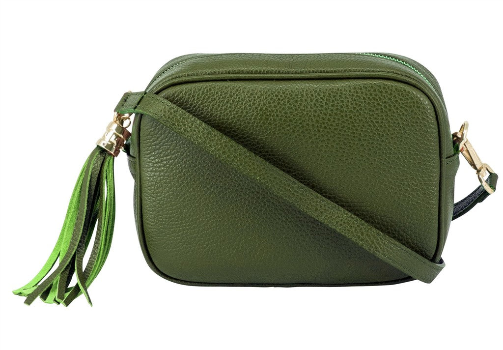 Leather Crossbody Bag - Olive Green