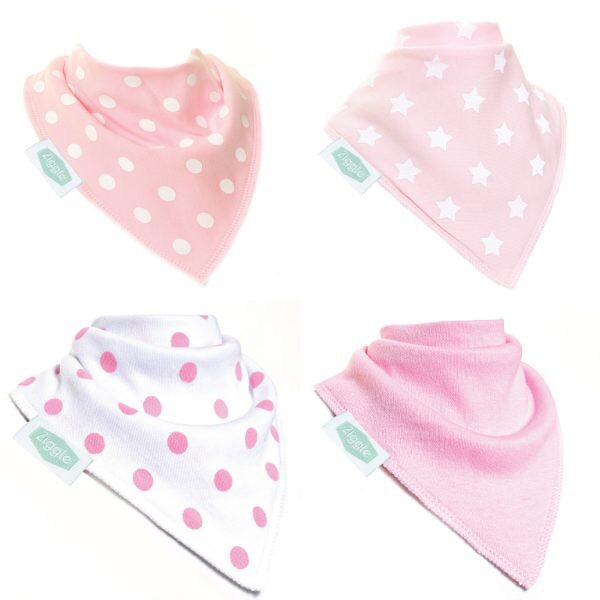 Fun absorbent baby bandana - Baby pink and white