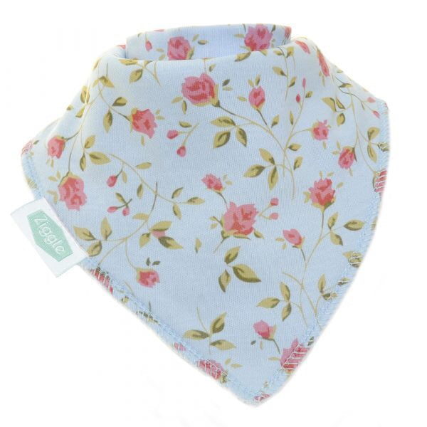 Fun absorbent baby bandana - vintage blue rose