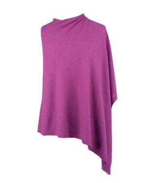 Cashmere Blend Poncho - Magenta