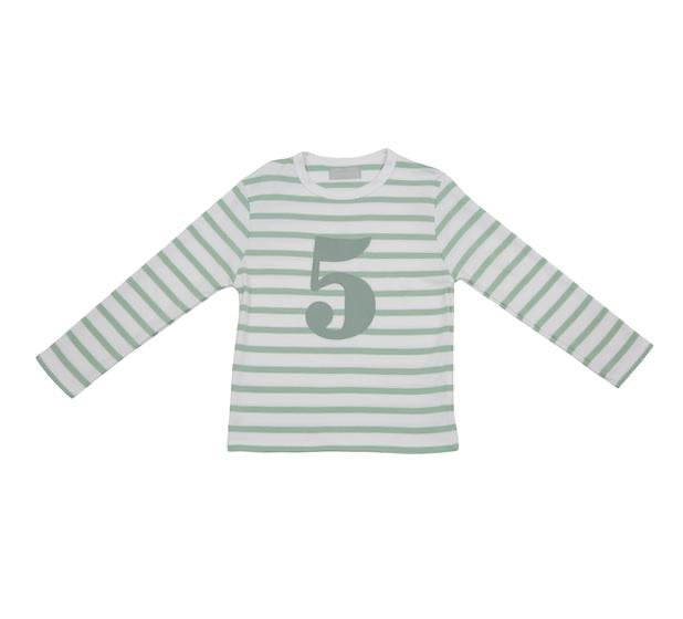 Striped Number T Shirt - Seafoam & White 5-6 Years
