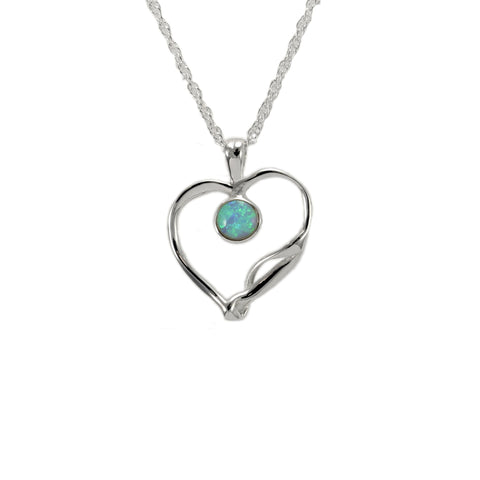 Sterling Silver Heart Pendant with Opalite