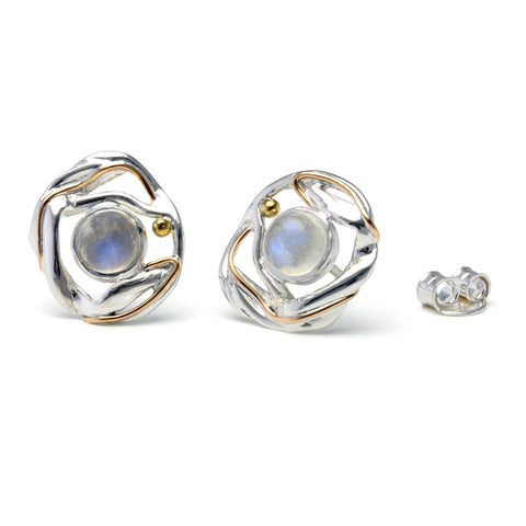Sterling Silver & Moonstone Stud Earrings