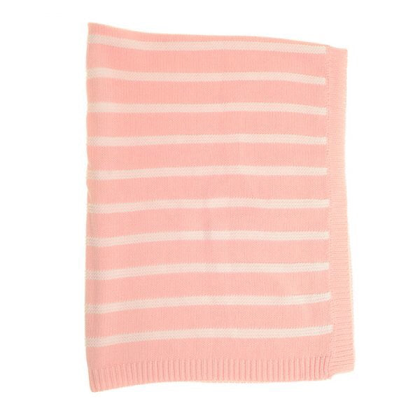 Blanket - pink stripe knit blanket