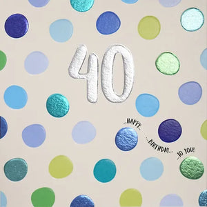 40th Birthday - Blue Polka Dot