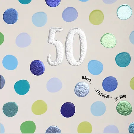 50th Birthday - Blue Polka Dot