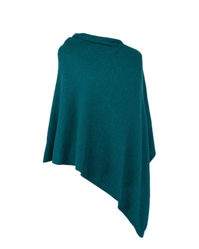 Cashmere Blend Poncho - Peacock Green