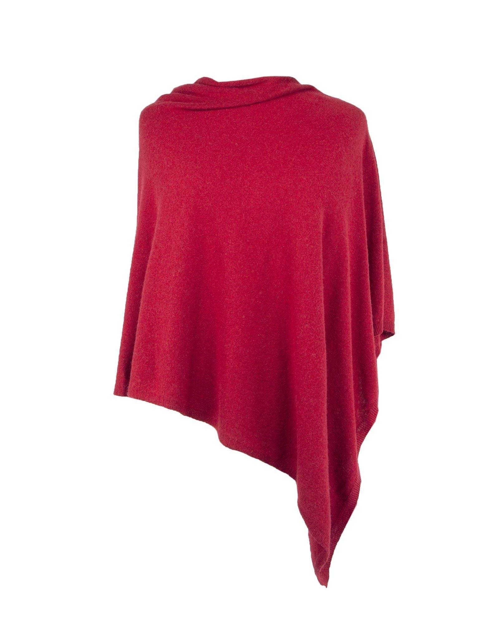 Cashmere Blend Poncho - Ruby