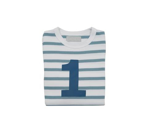 Striped Number T Shirt - Ocean Blue & White 1-2 Years