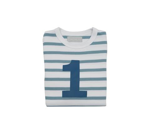 Striped Number T Shirt - Ocean Blue & White 1-2 Years