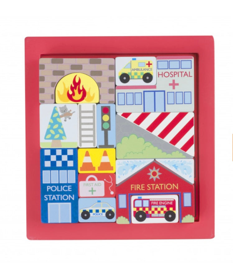 Emergency Vehicles Block Puzzle Tray