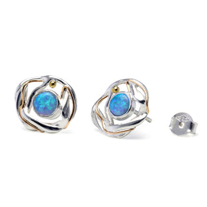 Sterling Silver and Blue Opal Earrings