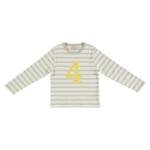 Striped Number T Shirt - Sand & White 4-5 Years