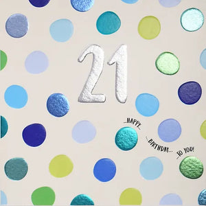 21st Birthday - Blue Polka Dot