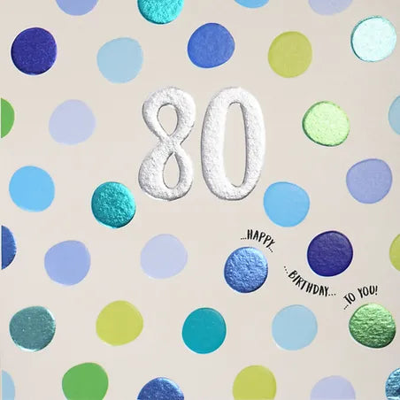 80th Birthday - Blue Polka Dot