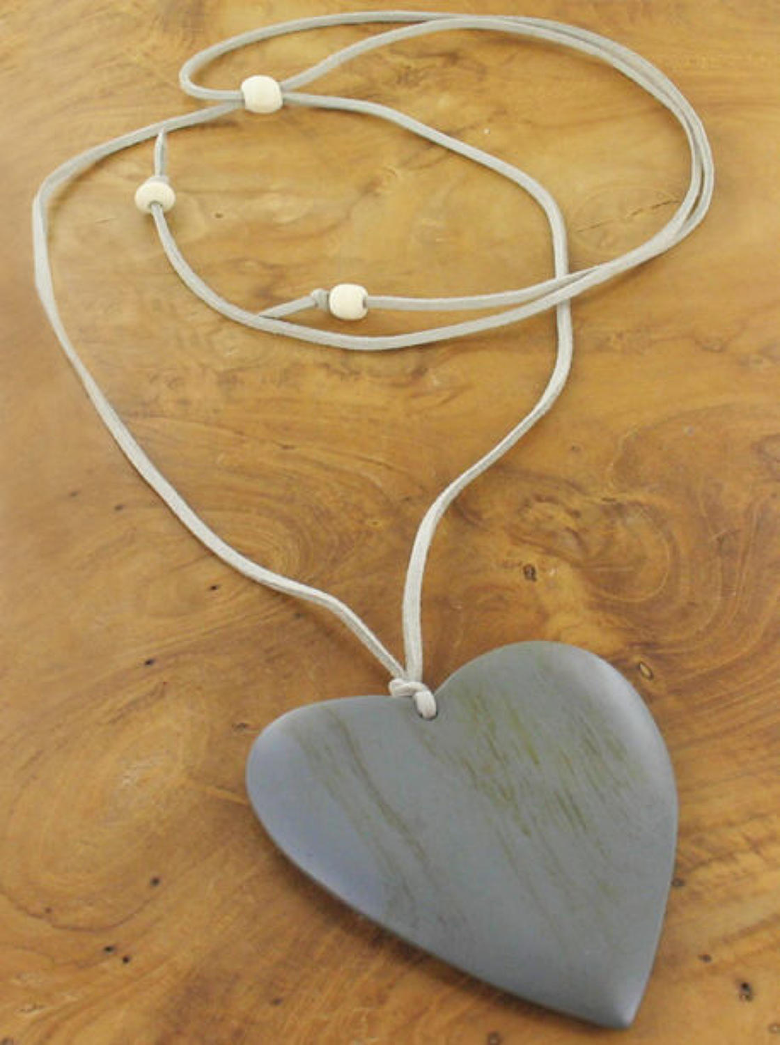 Suede Necklace with Heart Pendant