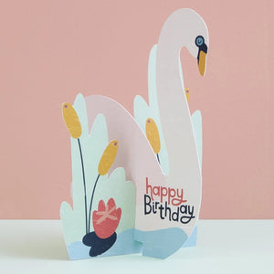 3D Foldout Card - Happy Birthday Swan