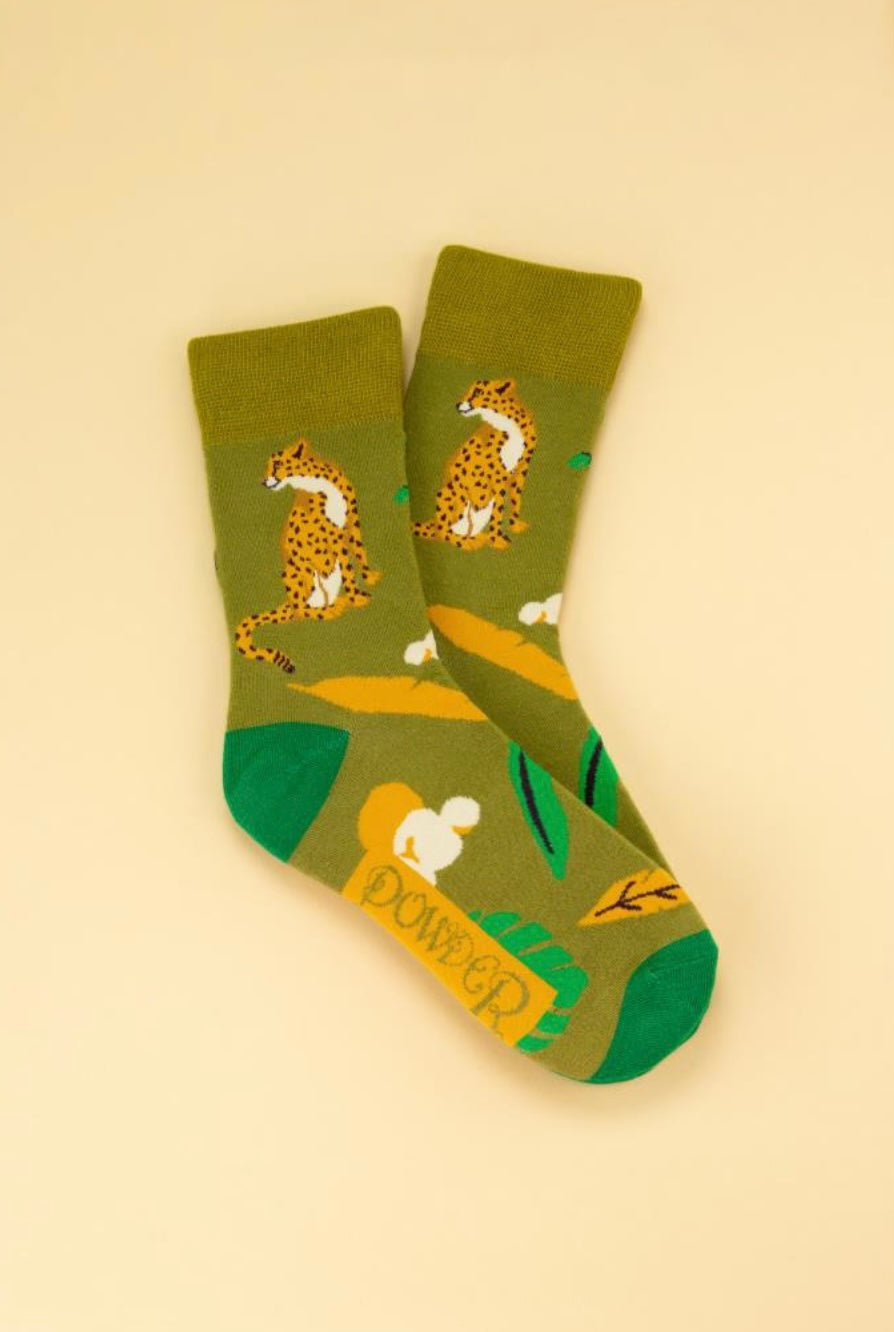 Men’s Socks - Cheetah Lime