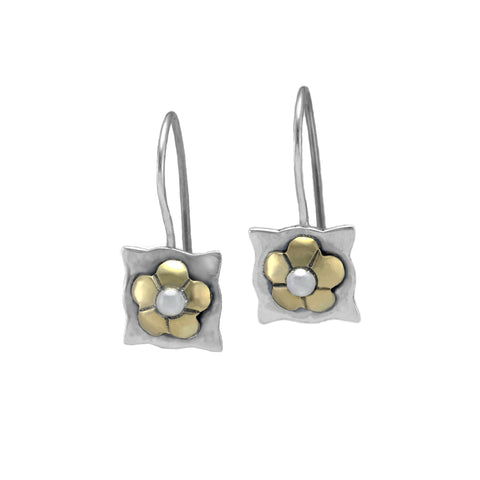 Sterling Silver with Gold Flower Detail Earrings