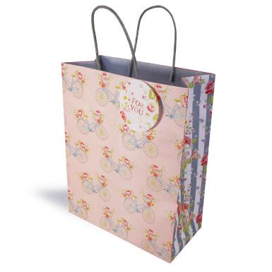 Gift Bag Large - Pink Bikes