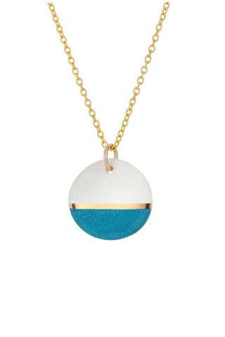 Porcelain Teal Dipped Gold Necklace - on Gold 16-18” Chain