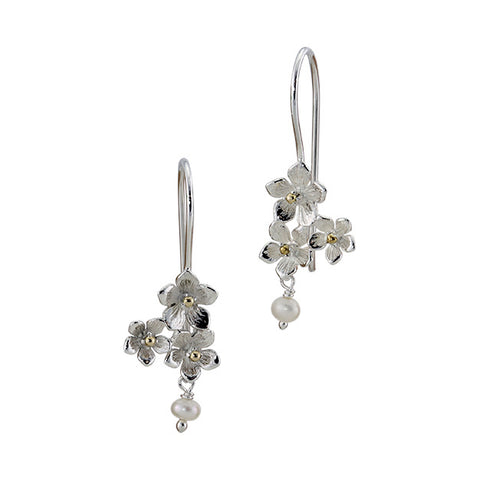 Intricate Sterling Silver Flower Drop Earrings