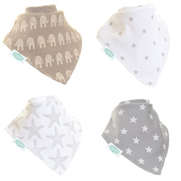Fun absorbent baby bandana - fun bib grey and white set