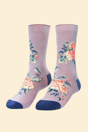 Ankle Socks - Floral Vines Lavender