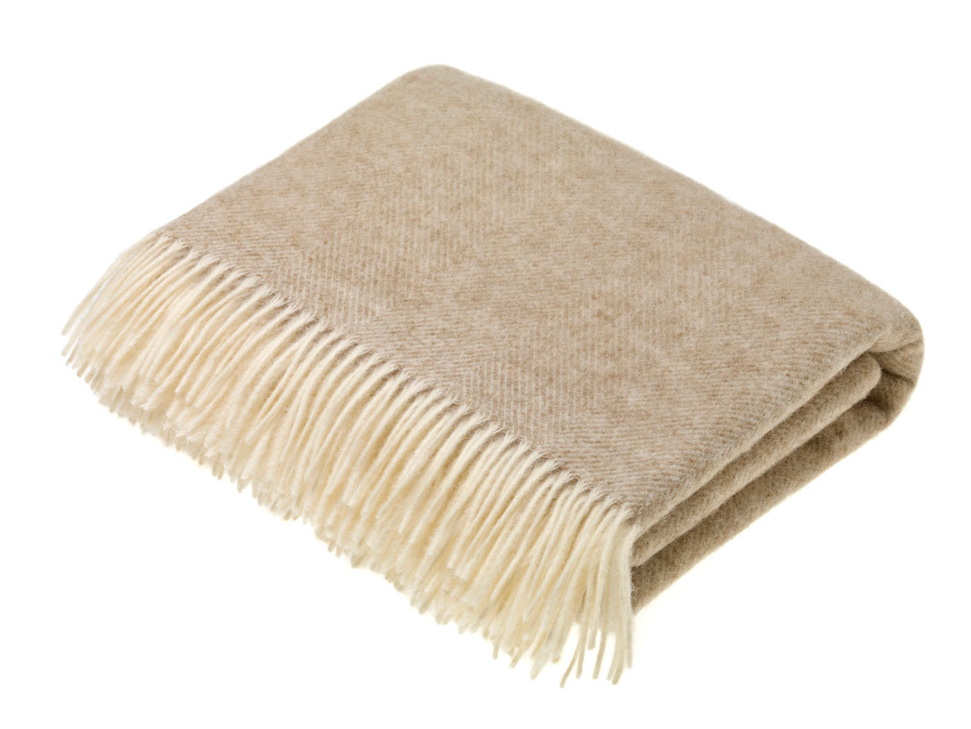 Bronte Herringbone Shetland Throw - Natural