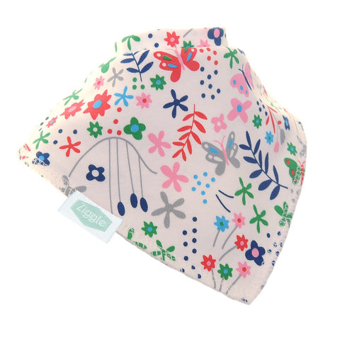 Fun absorbent baby bandana - Butterflies and Ferns