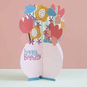 3D Foldout Card - Happy Birthday Flowers