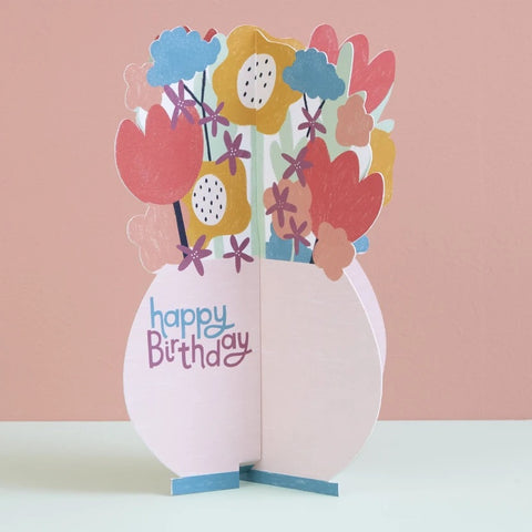 3D Foldout Card - Happy Birthday Flowers