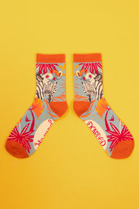 Ankle Socks - Floral Zebra